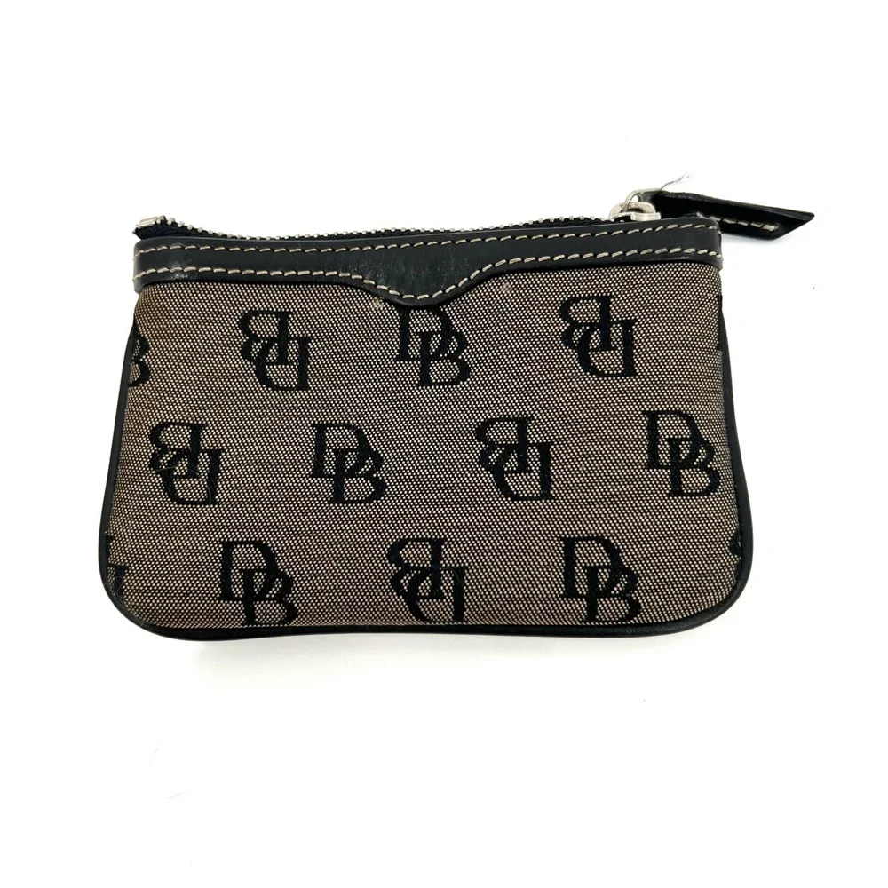 Designer Dooney & Bourke Signature Logo Monogram Black Coin Zippered Card Pouch